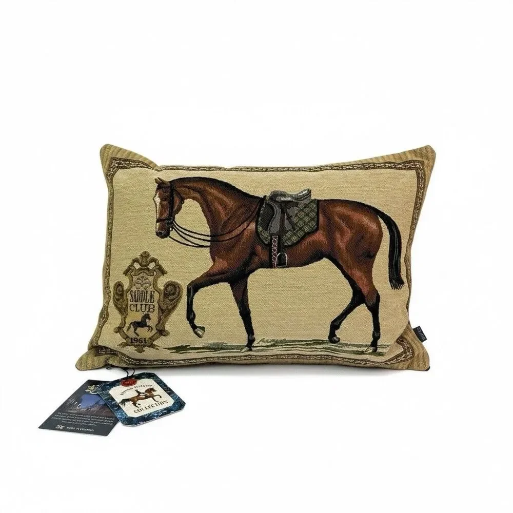 Hines of Oxford Tapestry Equestrian Horse Throw Pillow 17x12 UK Made Old Money